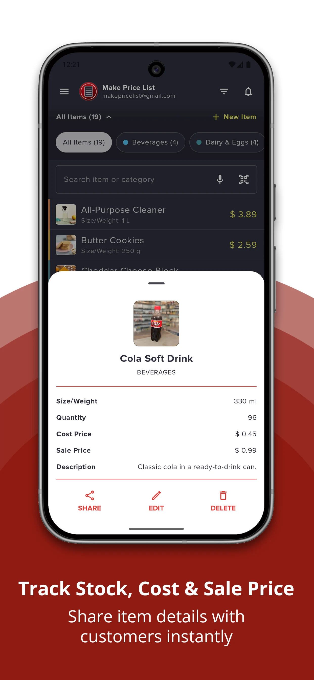 Make Price List & Invoice screenshot