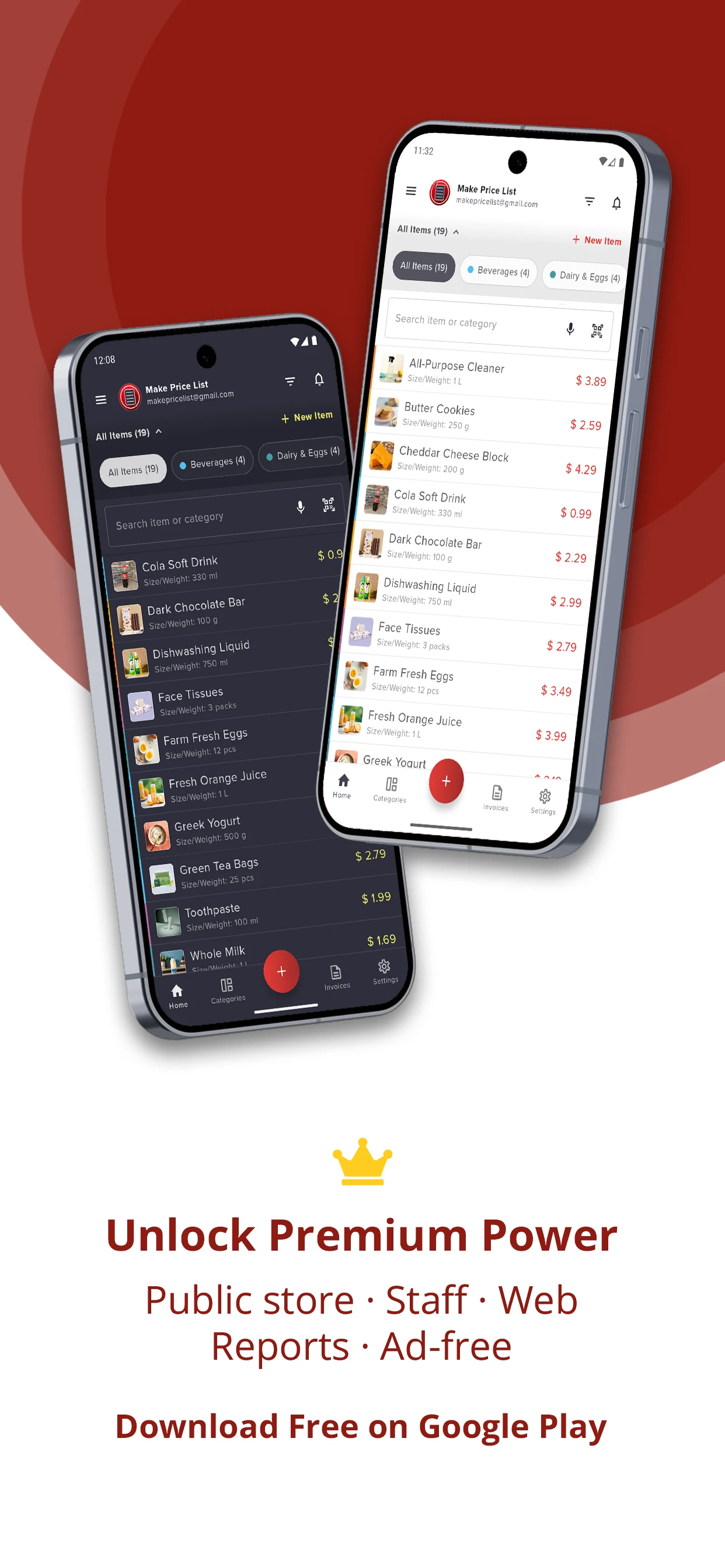 Make Price List & Invoice screenshot
